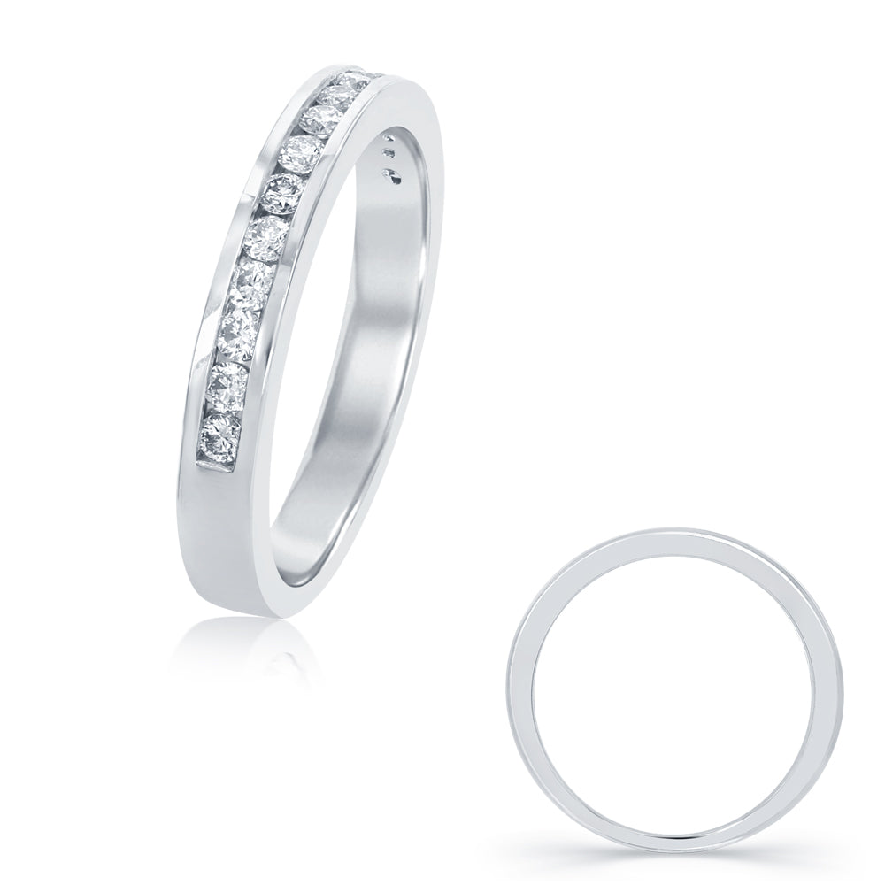 White Gold Wedding Band - EN6830-BWG