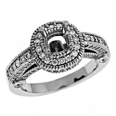 White Gold Halo Engagement Ring - EN6854SEWG