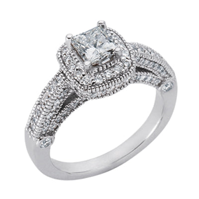 White Gold Halo Engagement Ring - EN6854WG