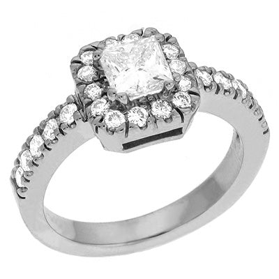 White Gold Halo Engagement Ring - EN6858WG