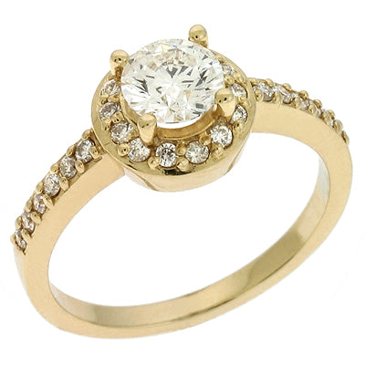 Yellow Gold Halo Engagement Ring - EN6884YG
