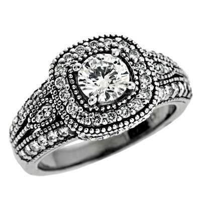 White Gold Halo Engagement Ring - EN6901WG