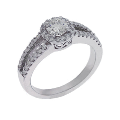 White Gold Halo Engagement Ring - EN6930WG