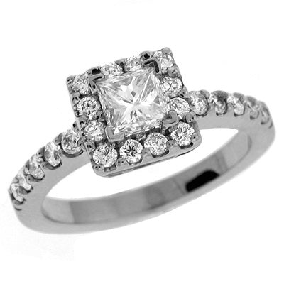 White Gold Halo Engagement Ring - EN6932WG