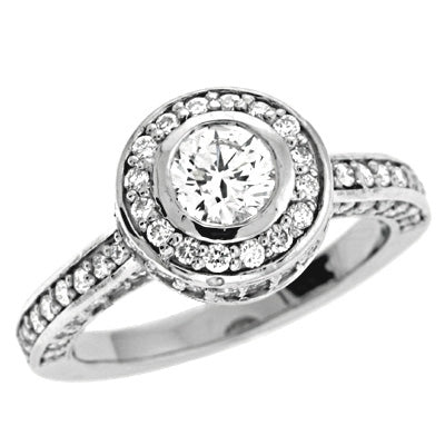 White Gold Halo Engagement Ring - EN6947-1WG