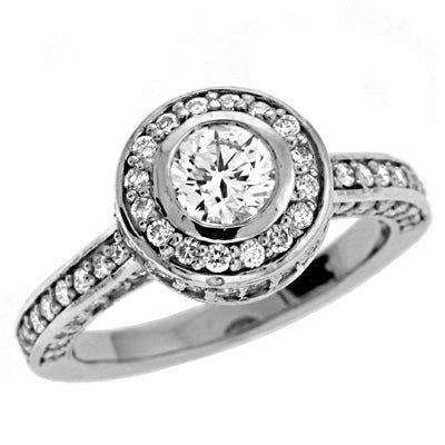 White Gold Halo Engagement Ring - EN6947WG