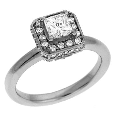 White Gold Halo Engagement Ring - EN6949WG
