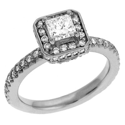 White Gold Halo Engagement Ring - EN6951WG