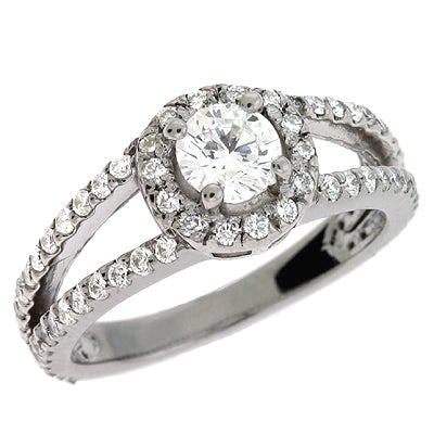 White Gold Halo Engagement Ring - EN6953SEWG