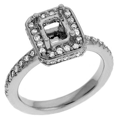 White Gold Halo Engagement Ring - EN6973-7X5MWG