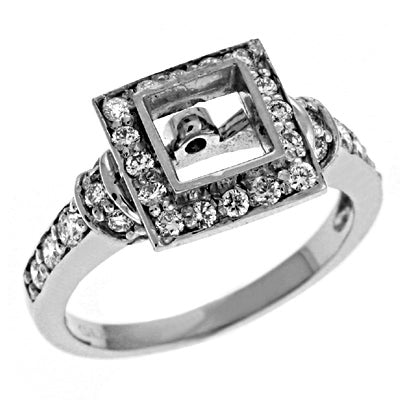 White Gold Halo Engagement Ring - EN7021WG