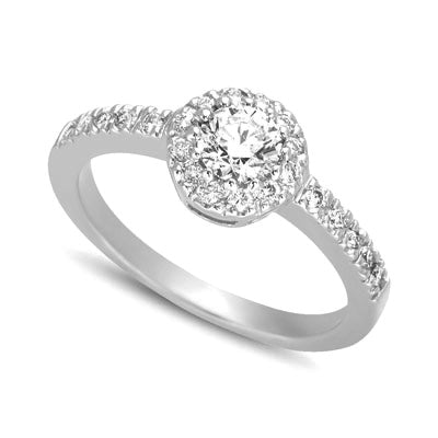 White Gold Halo Engagement Ring - EN7025WG