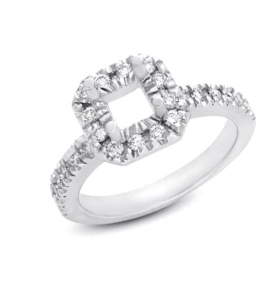 White Gold Halo Engagement Ring - EN7033WG