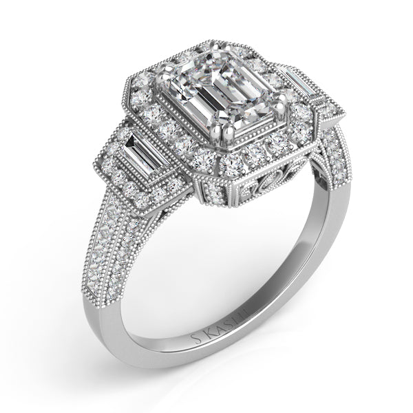 Platinum Halo Engagement Ring - EN7051-8X6MPL