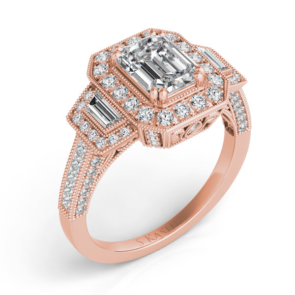 Rose Gold Halo Engagement Ring - EN7051-8X6MRG