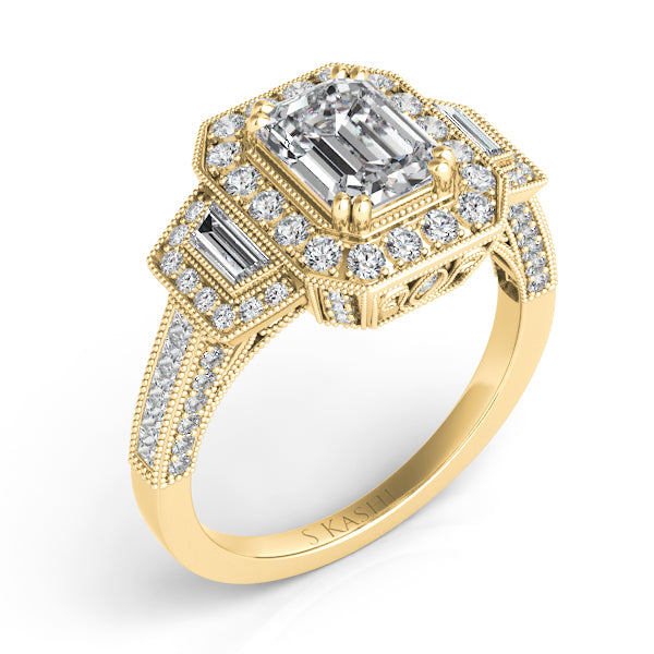 Yellow Gold Halo Engagement Ring - EN7051-8X6MYG