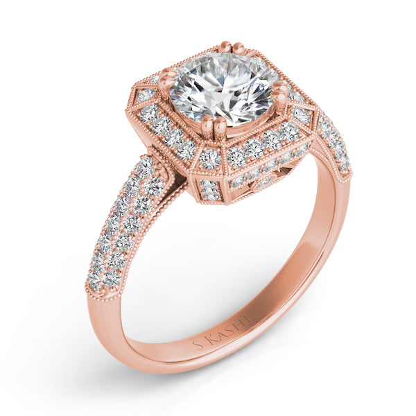 Rose Gold Engagement Ring Pave - EN7066-2RG