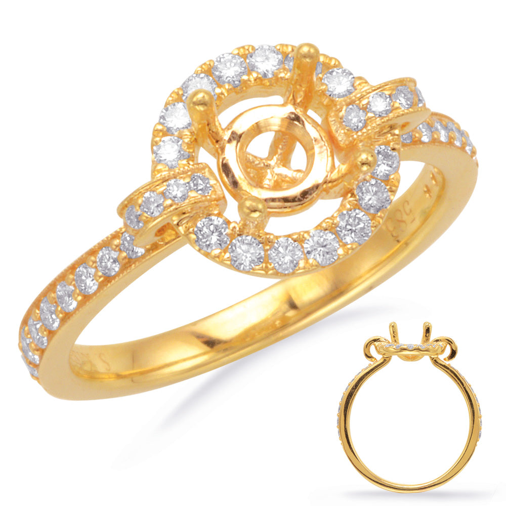 Yellow Gold Halo Engagement Ring - EN7088-1YG