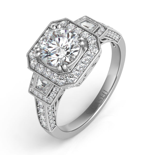 Platinum Halo Engagement Ring - EN7160-15PL