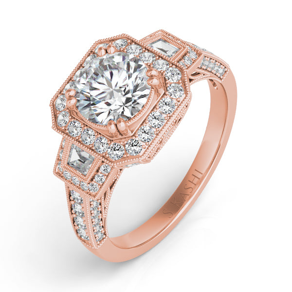 Rose Gold Halo Engagement Ring - EN7160-1RG