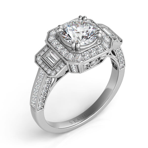 Platinum Halo Engagement Ring - EN7162-1RPL