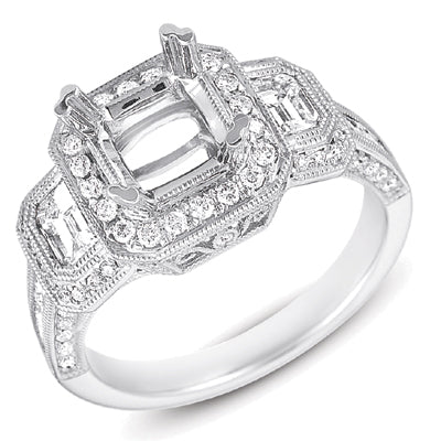 White Gold Halo Engagement Ring - EN7162-1SWG