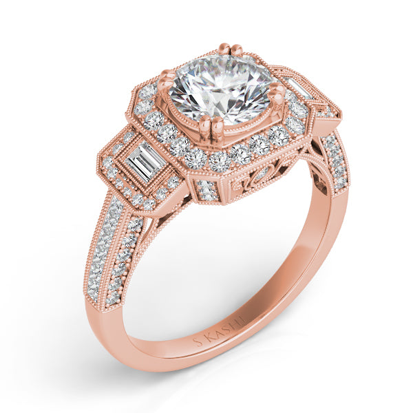 Rose Gold Halo Engagement Ring - EN7162-50RRG