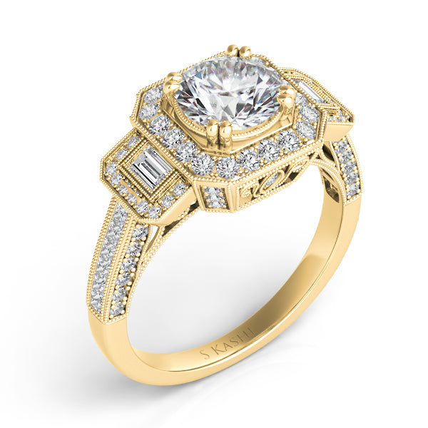 Yellow Gold Halo Engagement Ring - EN7162-50RYG