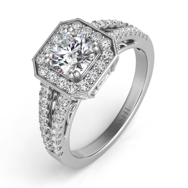 White Gold Halo Engagement Ring - EN7203WG