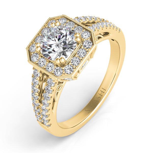 Yellow Gold Halo Engagement Ring - EN7203YG