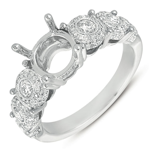 White Gold Pave Engagement Ring - EN7205WG