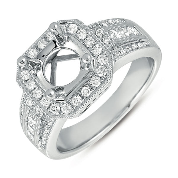 White Gold Pave Engagement Ring - EN7212WG