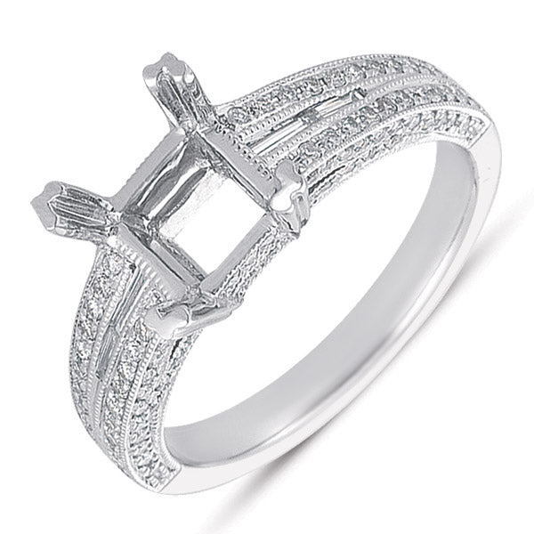 White Gold Pave Engagement Ring - EN7229SQWG