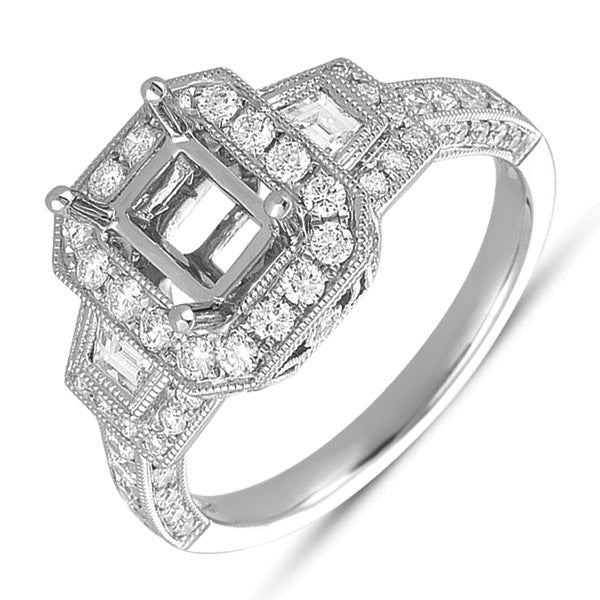 White Gold Pave Engagement Ring - EN7231-6X4.5MWG