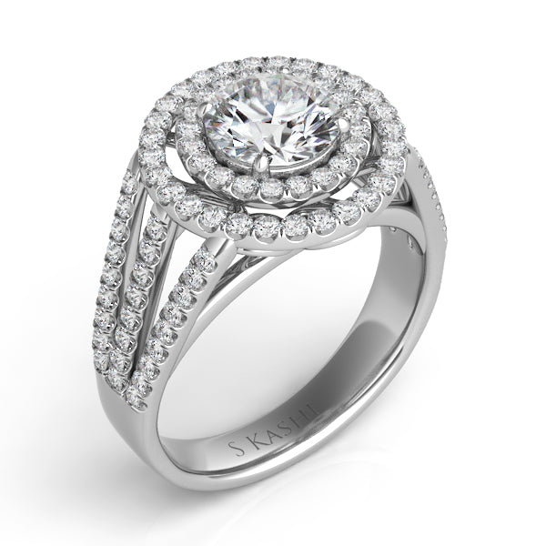 White Gold Pave Engagement Ring - EN7289WG