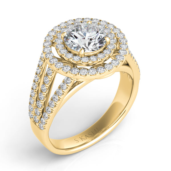 Yellow Gold Pave Engagement Ring - EN7289YG