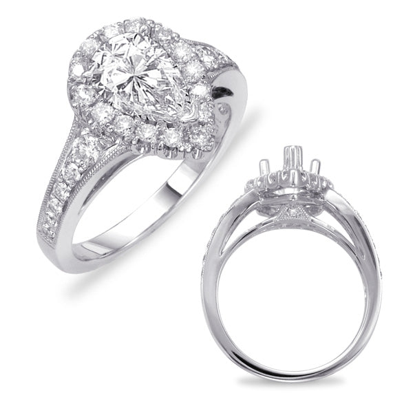 White Gold Halo Engagement Ring - EN7292-9X6MWG