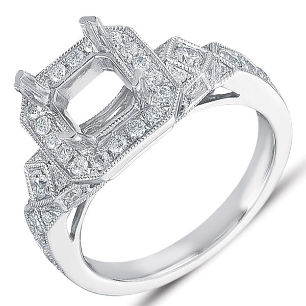 White Gold Pave Engagement Ring - EN7293WG