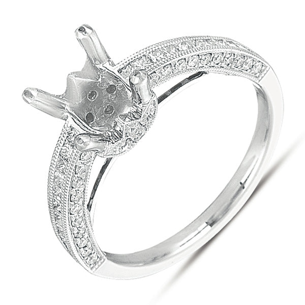 White Gold Pave Engagement Ring - EN7296WG