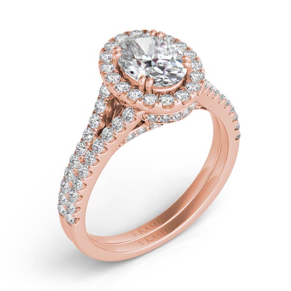 Rose Gold Pave Engagement Ring - EN7301-7X5MRG