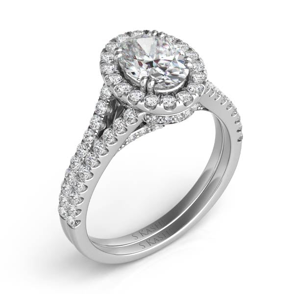 White Gold Pave Engagement Ring - EN7301-7X5MWG