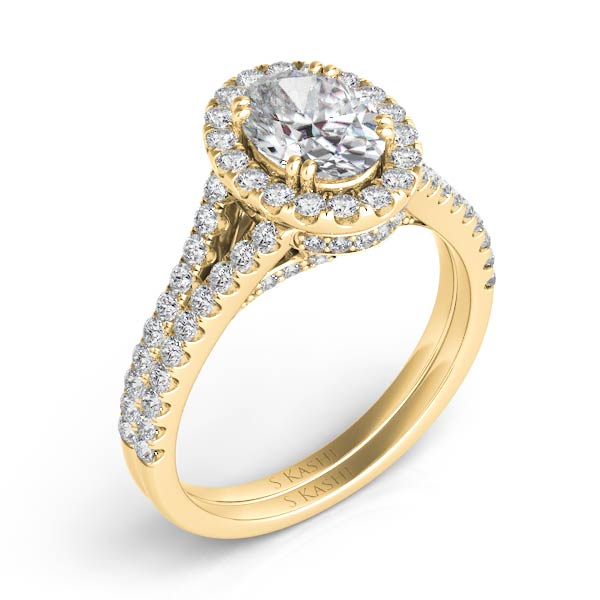 Yellow Gold Pave Engagement Ring - EN7301-7X5MYG