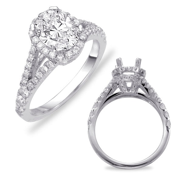 White Gold Pave Engagement Ring - EN7303-6X4MWG