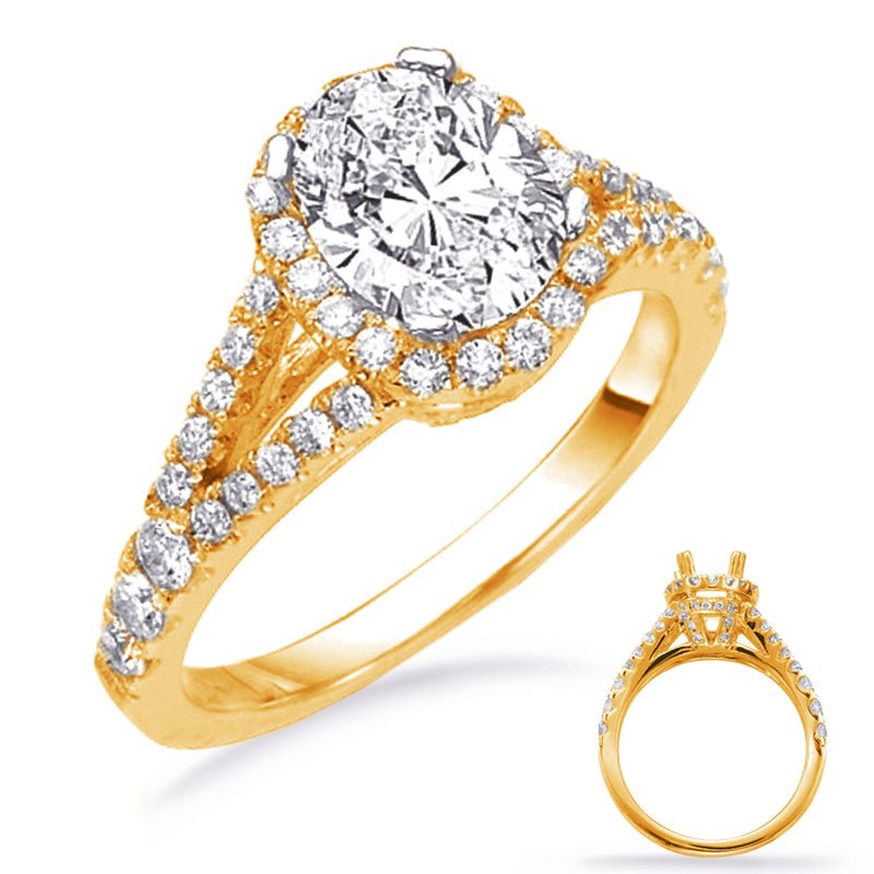 Yellow Gold Pave Engagement Ring - EN7303-6X4MYG