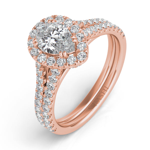 Rose Gold Pave Engagement Ring - EN7304-7X5MRG