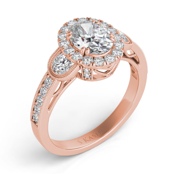 Rose Gold Pave Engagement Ring - EN7321-7X5MRG