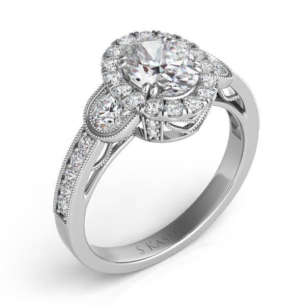 White Gold Pave Engagement Ring - EN7321-7X5MWG