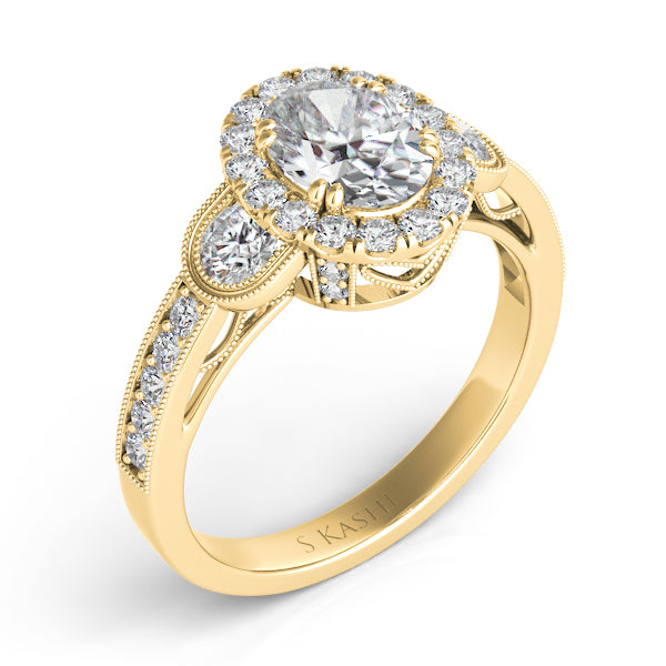 Yellow Gold Pave Engagement Ring - EN7321-7X5MYG