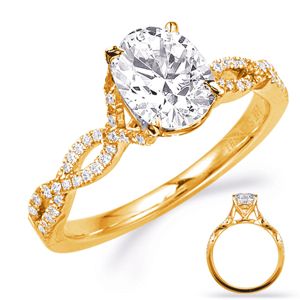 Yellow Gold Engagement Ring - EN7325-6X4MOVYG