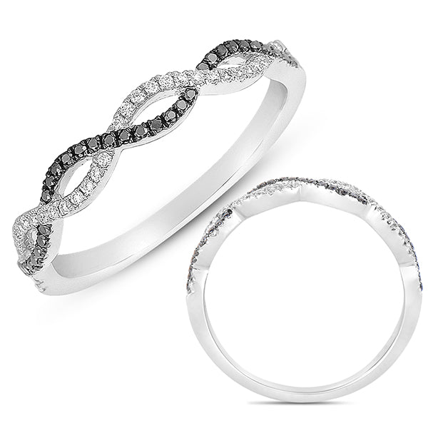 White Gold & Black Diamond Matching Band - EN7325-BBLWG